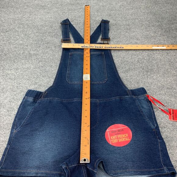 Blue Spice Knit French Terry Shortalls Womens L Large Denim Anti Blue Pockets - Picture 6 of 15